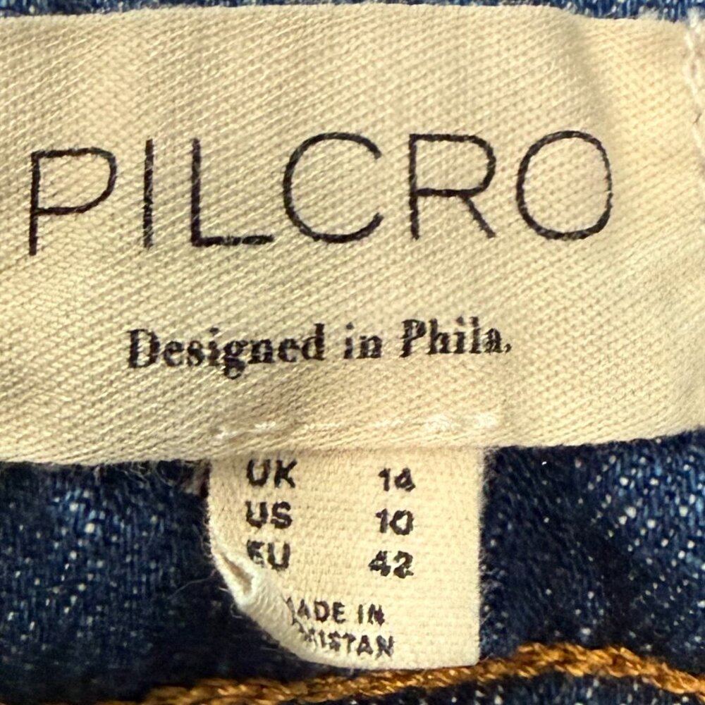 ANTHROPOLOGIE | pilcro the skipper seamed midi skirt | 10 | medium wash denim - Picture 6 of 7